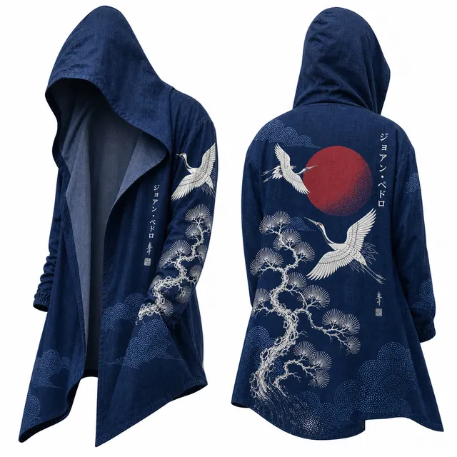 Techwear Japanese Samurai Crest Hooded Cloak Jacket