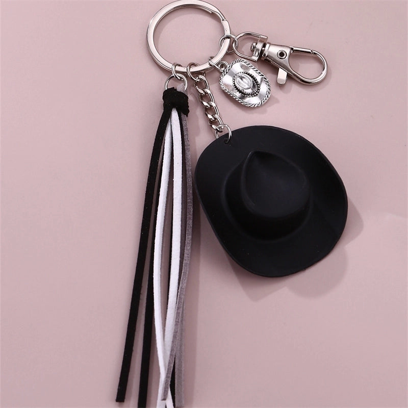 Casual Preppy Style Minimalist Hat Alloy Plastic Tassel Bag Pendant Keychain