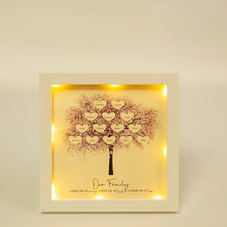 Personalized Family Tree Frame Custom 5 Names LED Night Light