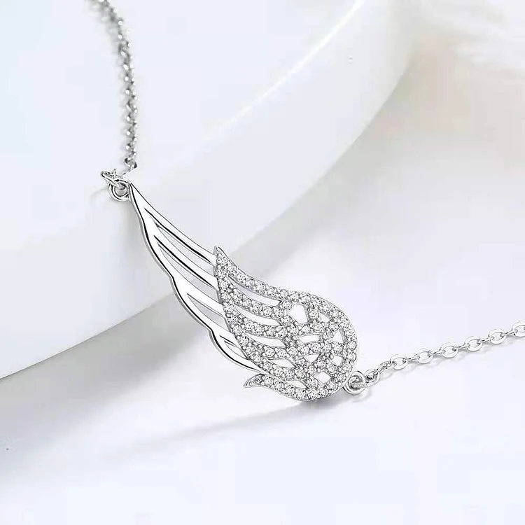 S925 My Heart was Not Ready Wing Necklace