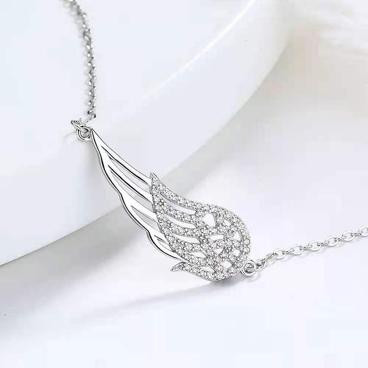 S925 My Heart was Not Ready Wing Necklace