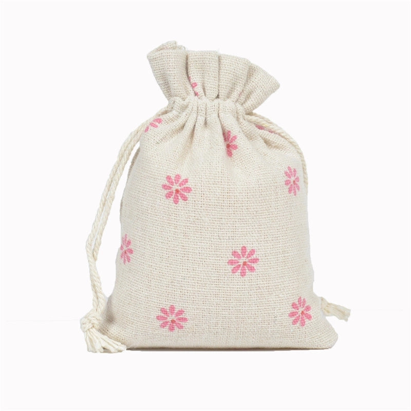 Printed Cotton Bag Cotton And Linen Drawstring Cloth Bag Mosquito Repellent Packaging Bag Jewelry Gift Storage Pastoral Style Small Bag