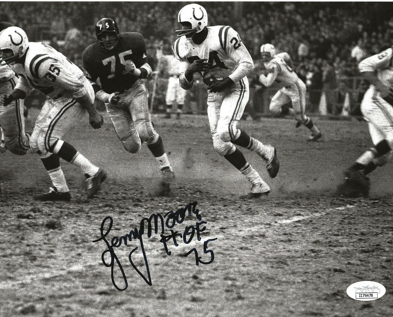 Lenny Moore signed Baltimore Colts 8x10 Photo Poster painting autographed Penn State HOF 2 JSA