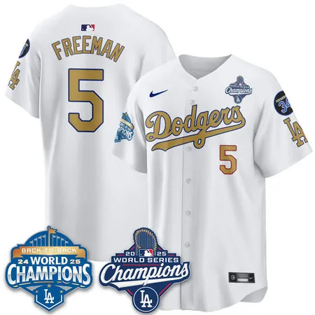 Youth Los Angeles Dodgers #5 Freddie Freeman White 2025 World Series Champions Jersey 4XO6