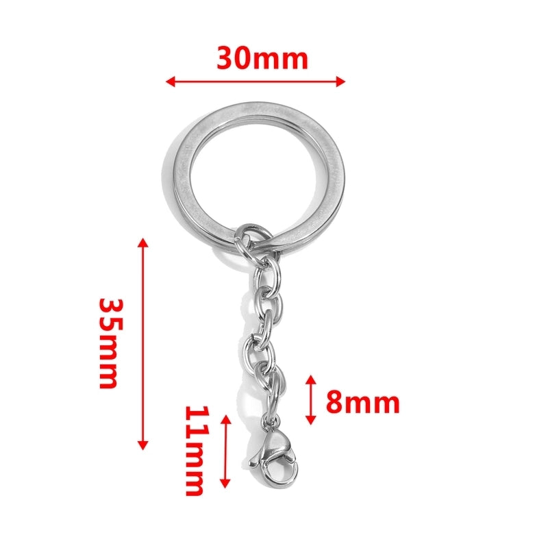 5 PCS/Package 25*35mm 30*35mm Stainless Steel Solid Color Polished Keychain Accessories