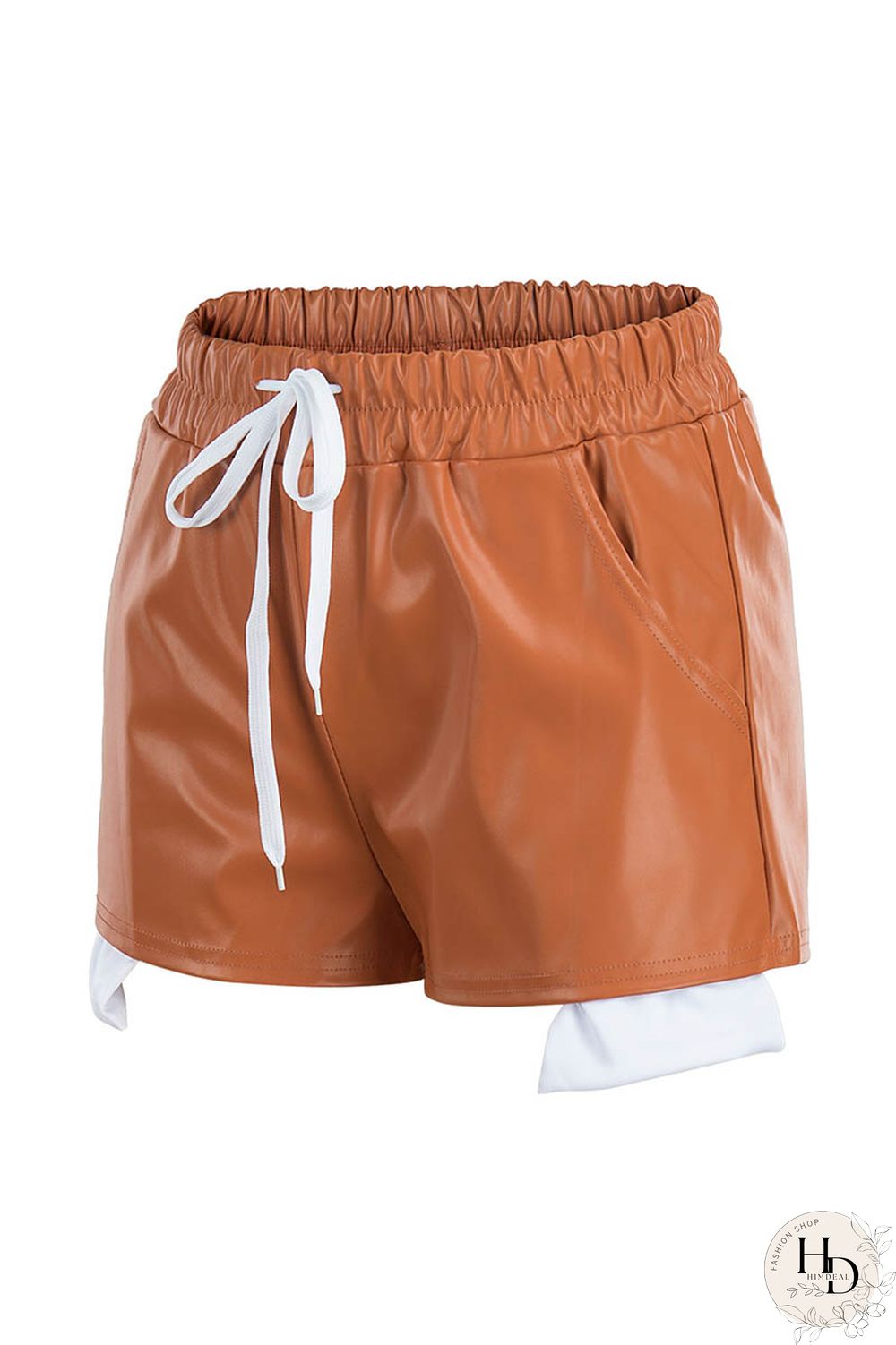 Yellow Sexy Solid Patchwork Regular High Waist Conventional Solid Color Shorts