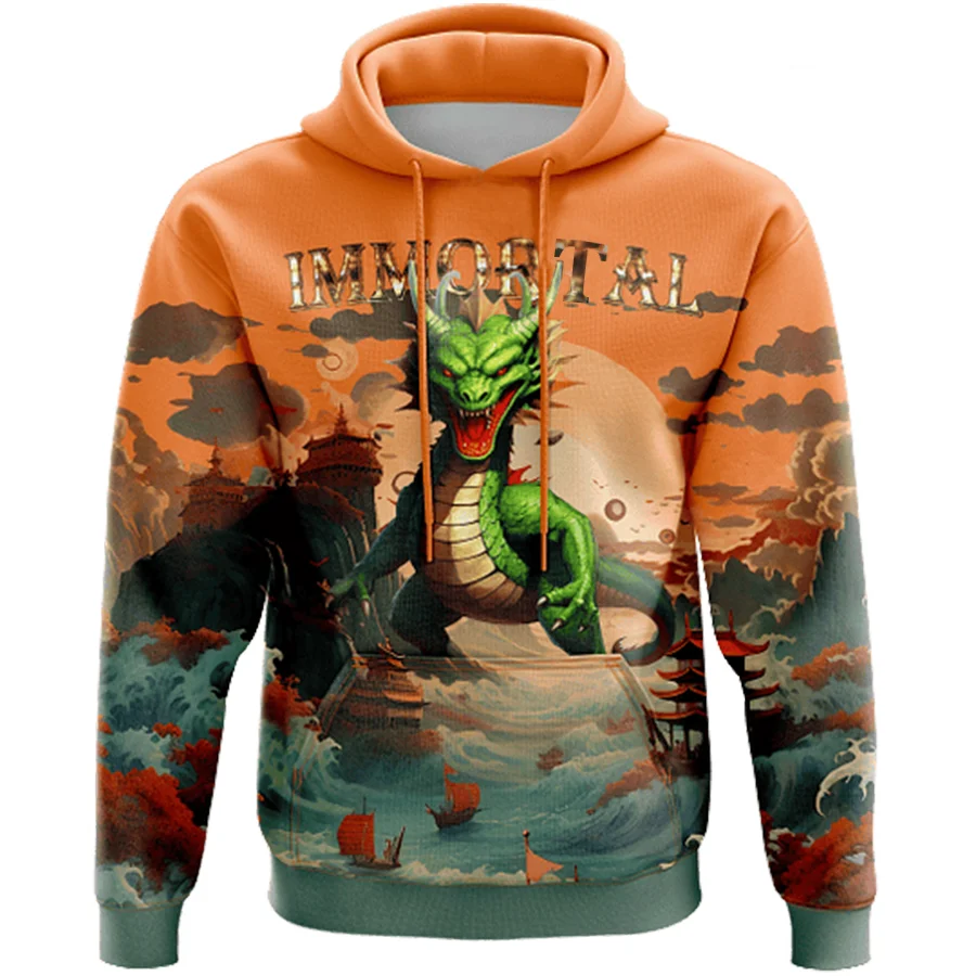 Immortal Dragon Printed Men's Hoodie