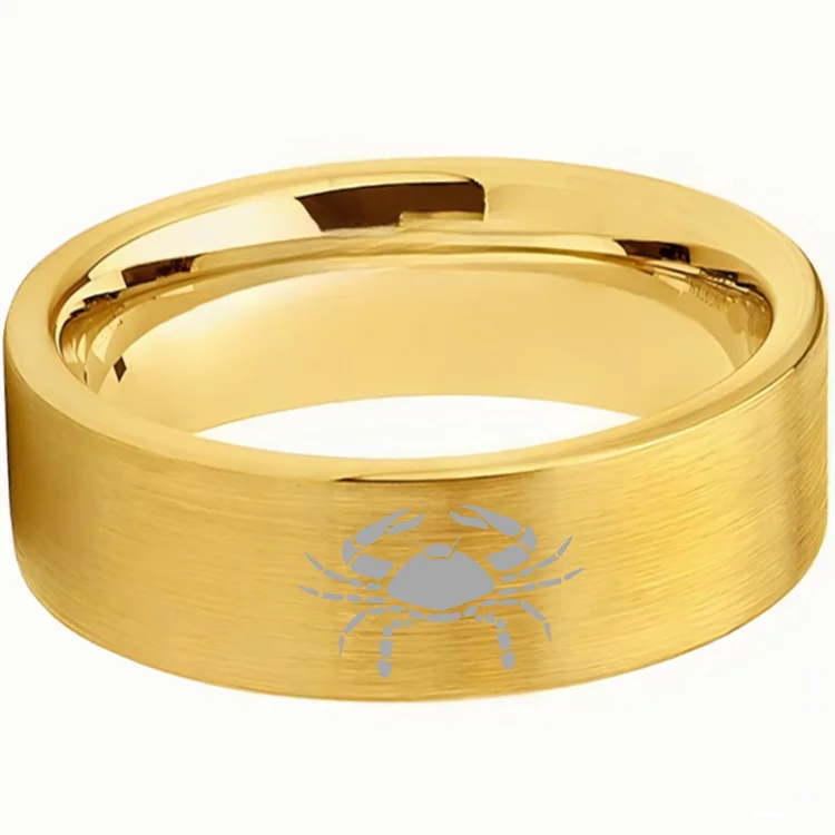 Wedding Fashion Cancer Tungsten Rings and Flat Gold Band Edge Comfort Fit for Men and Women 4MM 6MM 8MM