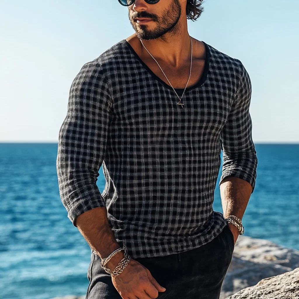 Holiday Bohemian Beach Men's Linen Casual Long Sleeve Shirt Top-inspireuse