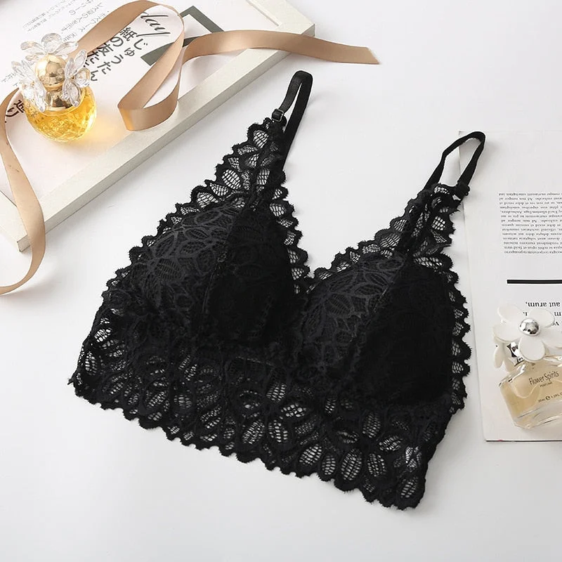 Women Lace Bra Sets Sexy Bralette Push Up Bra and Panties Lace Female Brassiere Seamless Underwear Embroidery Lingerie Set