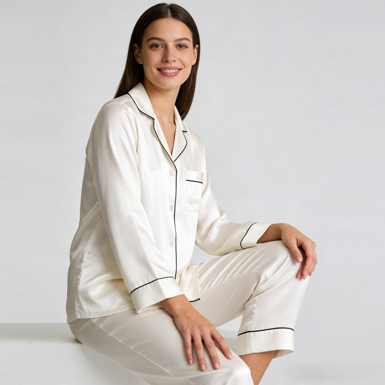 Luxury  Women's 100% Mulberry Silk Pajama Set REAL SILK LIFE