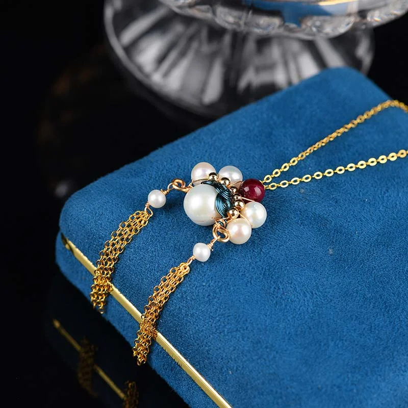 Natural Pearl Blessing Drop Earrings Necklace Ring