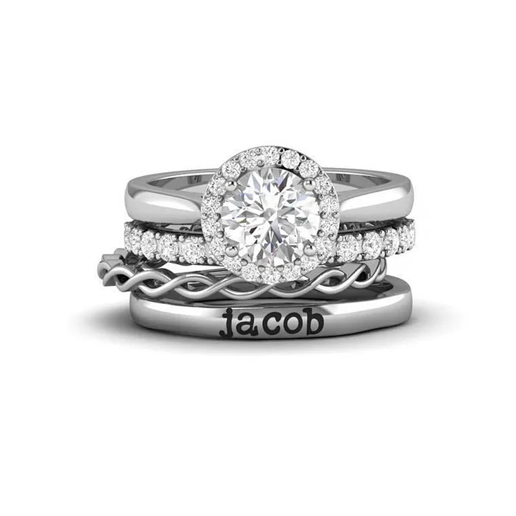April Birthstone Personalized Name Zircon Ring