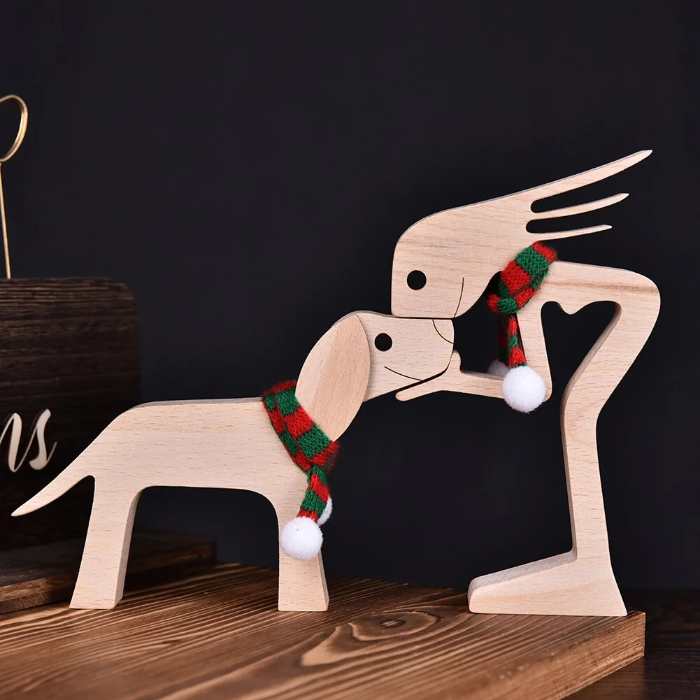Wooden Dog Christmas Ornaments For Home Decor Craft Figurine New Year's Decor Creative Home Decoration Lovely Gift