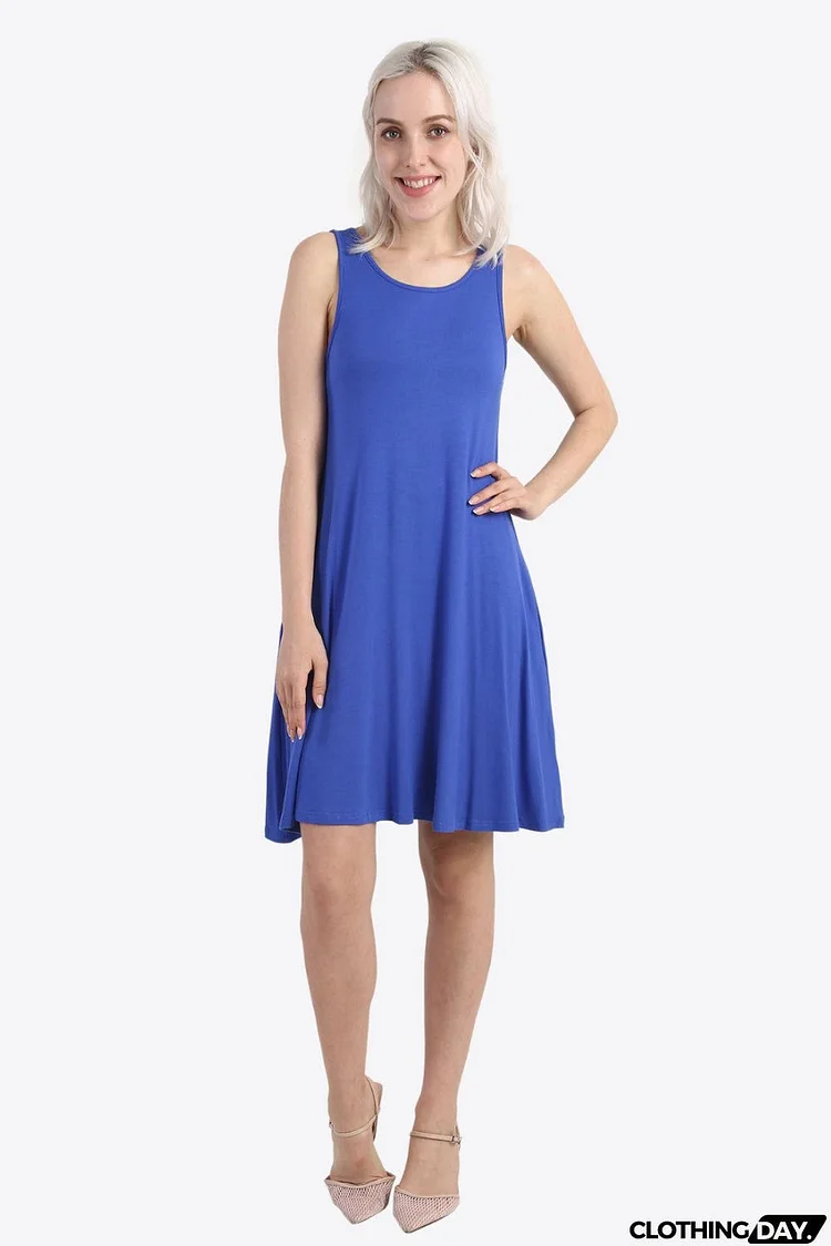 Cutout Scoop Neck Sleeveless Dress with Pockets