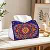 (24cm)Diamond Art Tissue Box Cover DIY PU Desktop Organizer Large(Mandala)