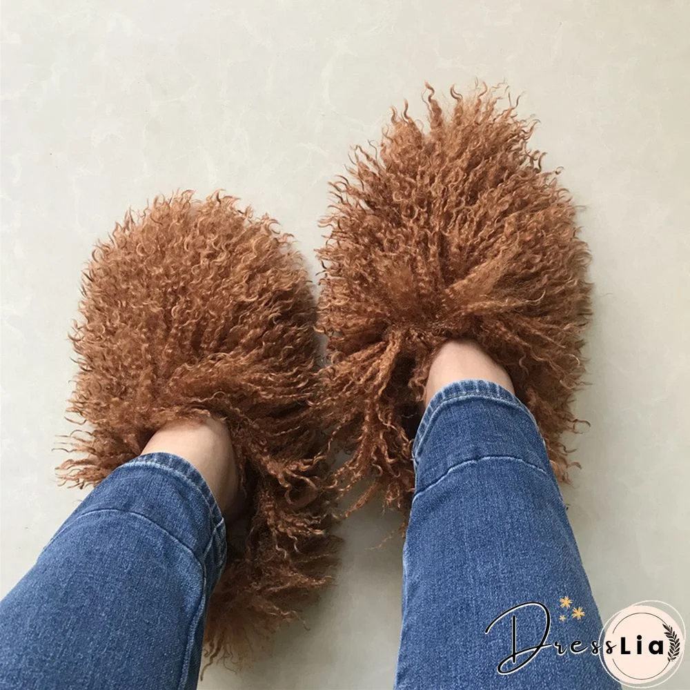 Fluffy Cotton Shoes Indoor Plush Warm Home Slippers