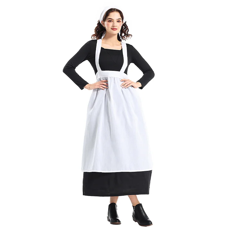 French Maid Costume Party Uniform Lolita Outfits Fancy French Apron Dress Thanksgiving Pilgrims Colonial Manor Style Manor