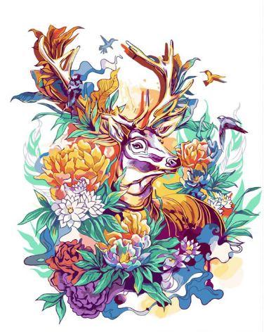

Flower Deer Canvas – Paint By Numbers - 40*50CM, 501 Original