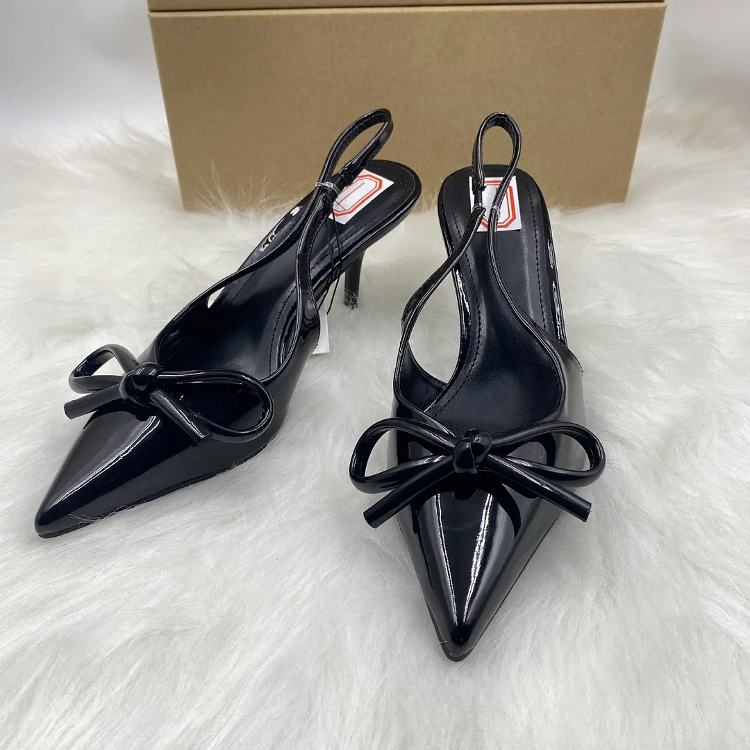 Breakj Breakj Spring New Pointed Bow Temperament High Heel Shoes Fashion After The Empty Single Shoe Woman