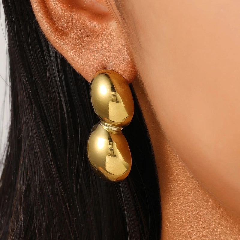 1 Pair Retro Minimalist Commute Geometric 304 Stainless Steel 18K Gold Plated Ear Studs