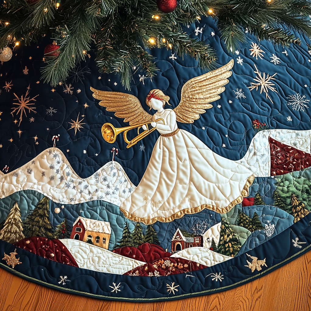 Snowy Song Christmas Quilted Tree Skirt NCU0VH1057