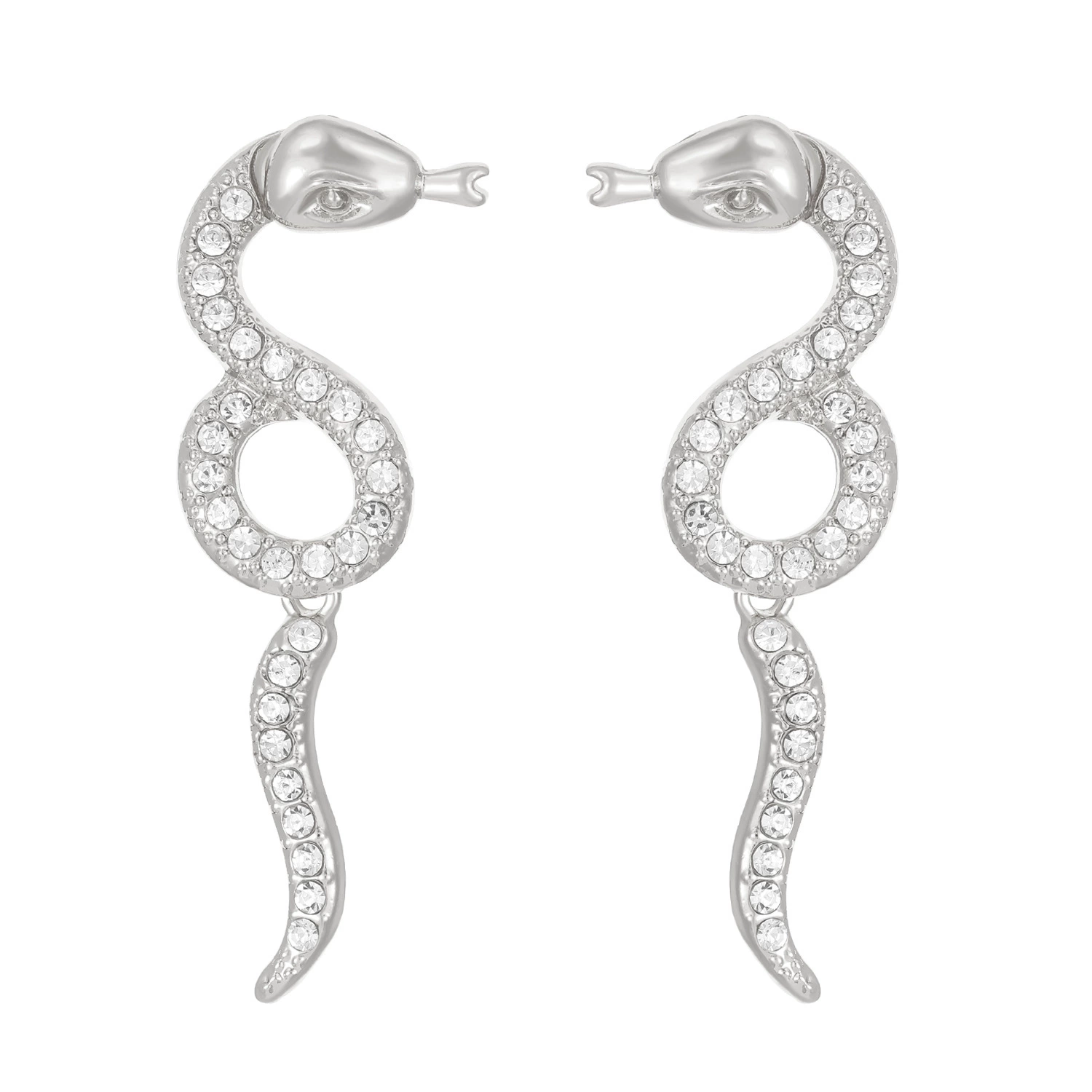 Detachable Curved Snake Zirconia Stud Earrings