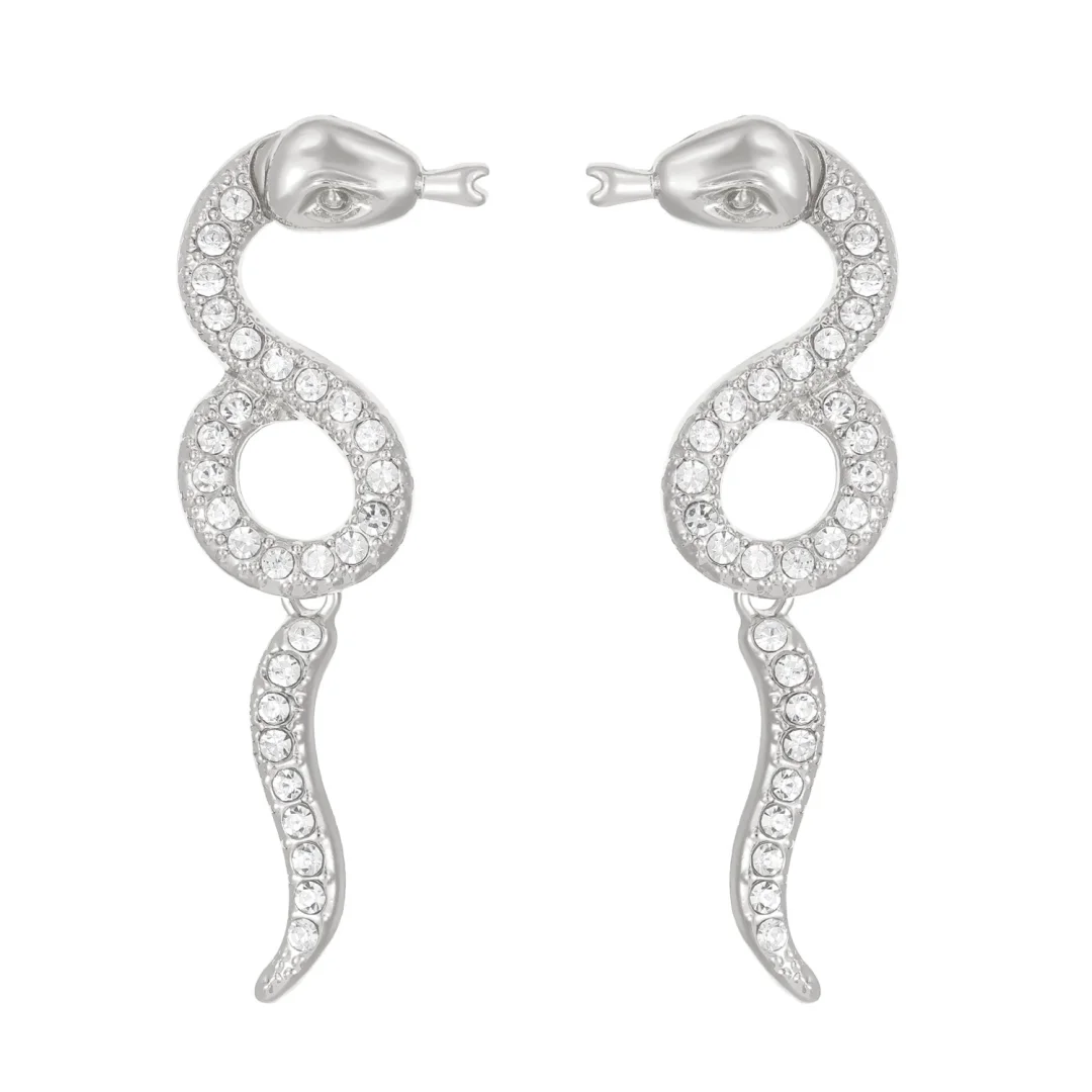 Detachable Curved Snake Zirconia Stud Earrings