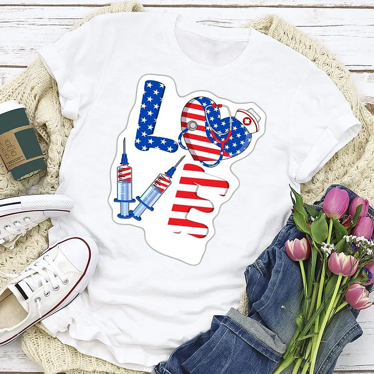 American Flag Patriotic T-shirt Tee - 02077-Annaletters