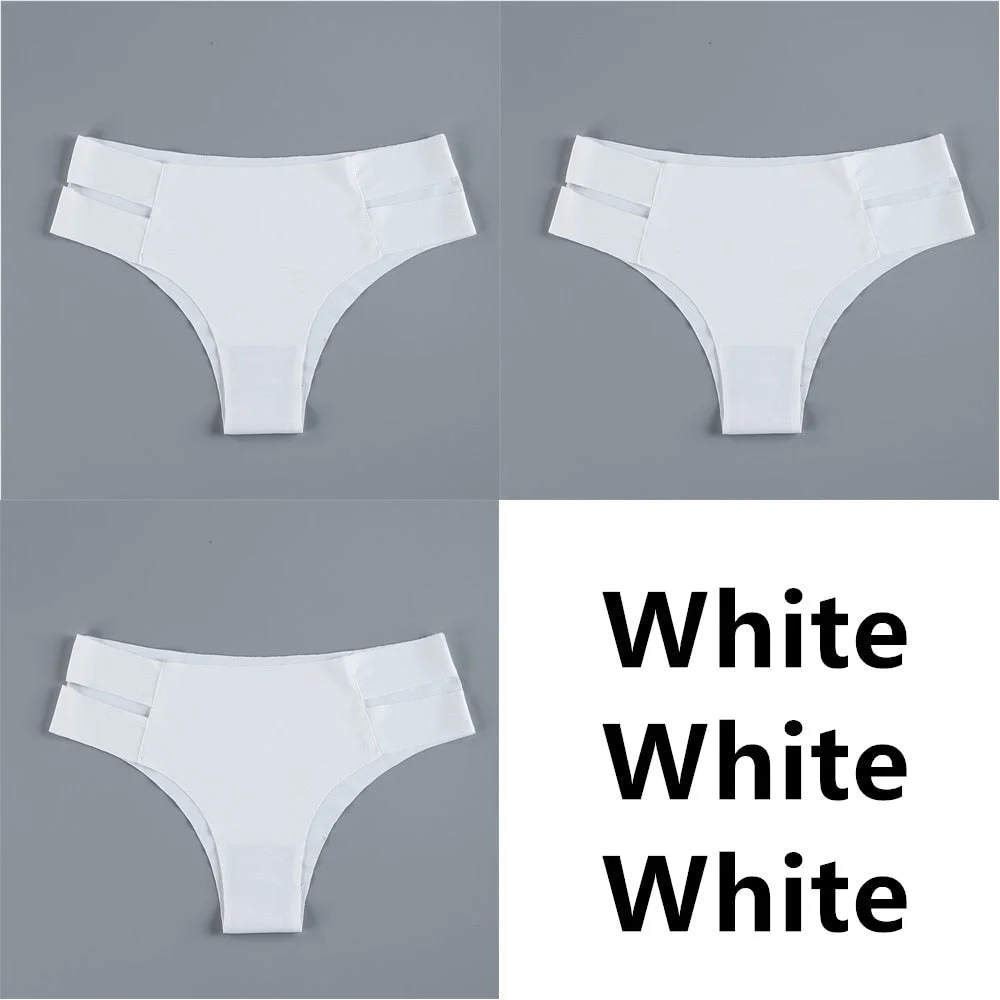 3Pcs Sexy Women Panties Seamless G-String Panties Set Lingerie Hollow Soft Briefs Low Rise Thong Breathable Female Underwear New