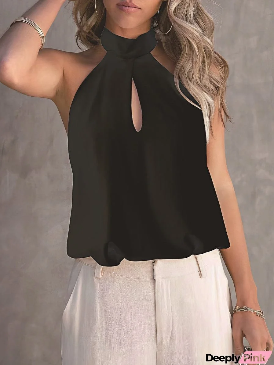 Halter Neck Strap Lace Up Sexy T-Shirt