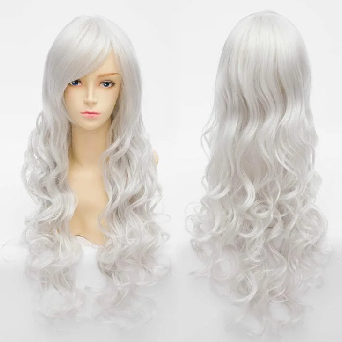 Cosplay Angel Sanctuary Raziel Silve White Long Curly Wig SP141210