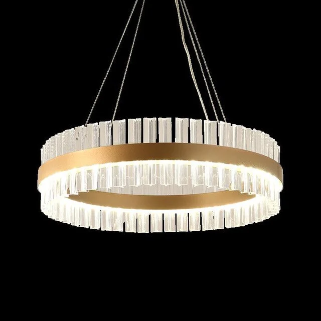 New Designer Round Modern Crystal Pendant Lights Luxury Dinning Room Hanglamp Duplex Building Hall Light Fixtures Hanging Lamp
