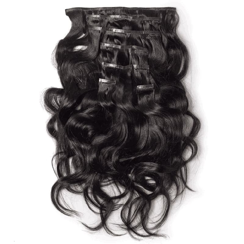 Body Wave Seamless PU Clip In Human Hair Extensions Natural Color Full Head High Quality Hair Bundles