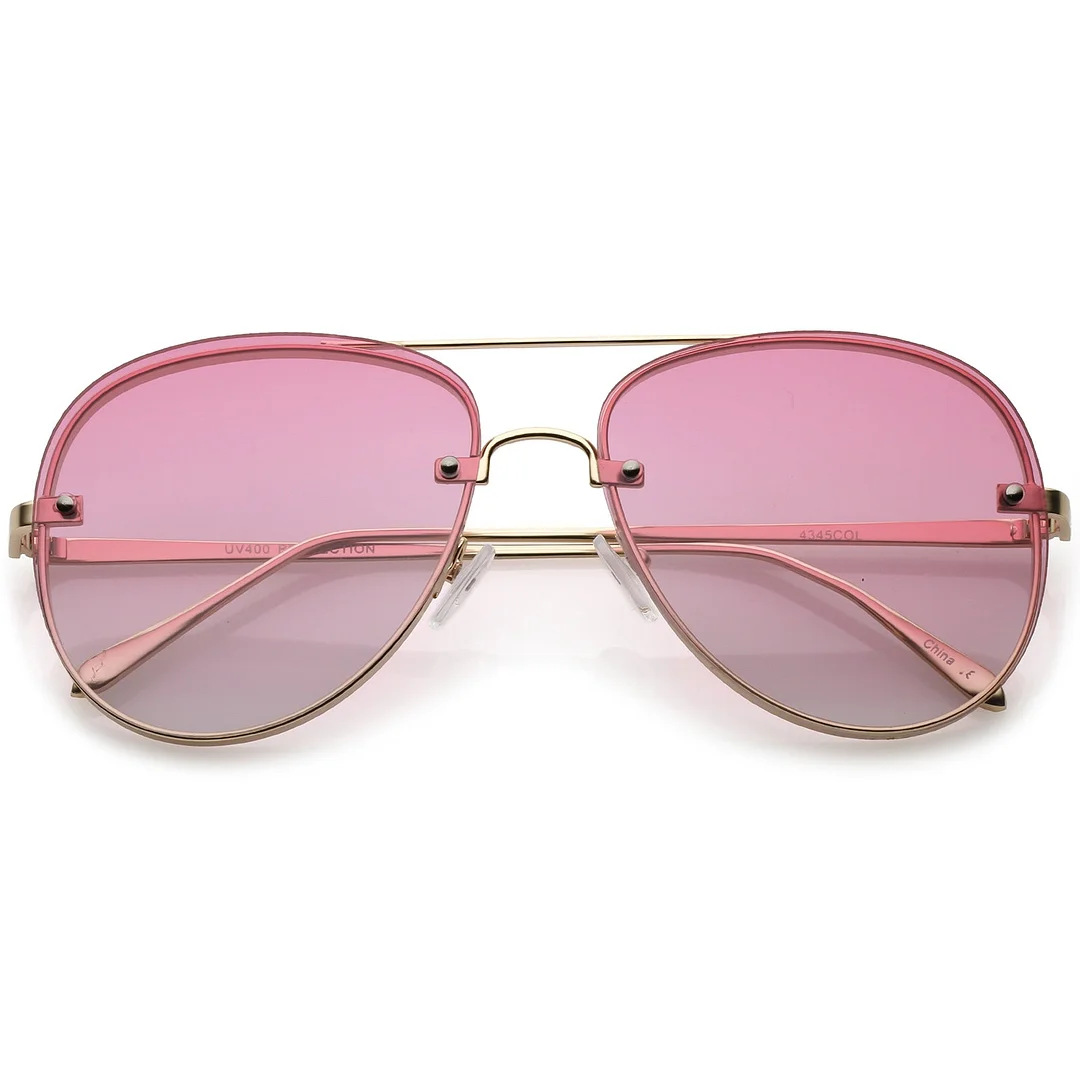 Oversize Rimless Aviator glasses Thick Frame Gradient Flat Lens 60mm