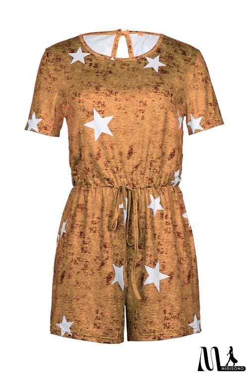 MidiSono - Star Print Drawstring Romper