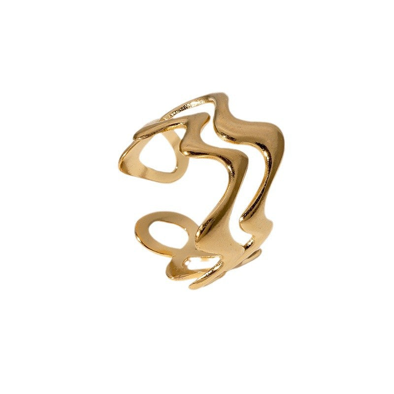 Open Ring Minimalist Stripe Geometric Stainless Steel Electroplating Rings