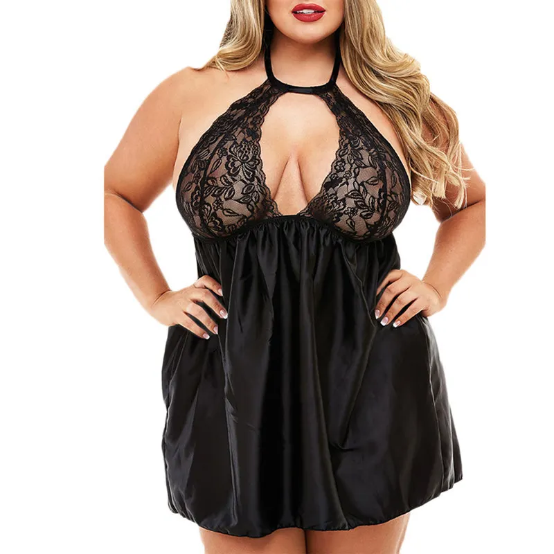Churchf Sex Lingerie Explosion Of Large-Size Fat Mother-In-Home Sexy Lace Robes Fluoroscreet Pyjamas Short Skirt