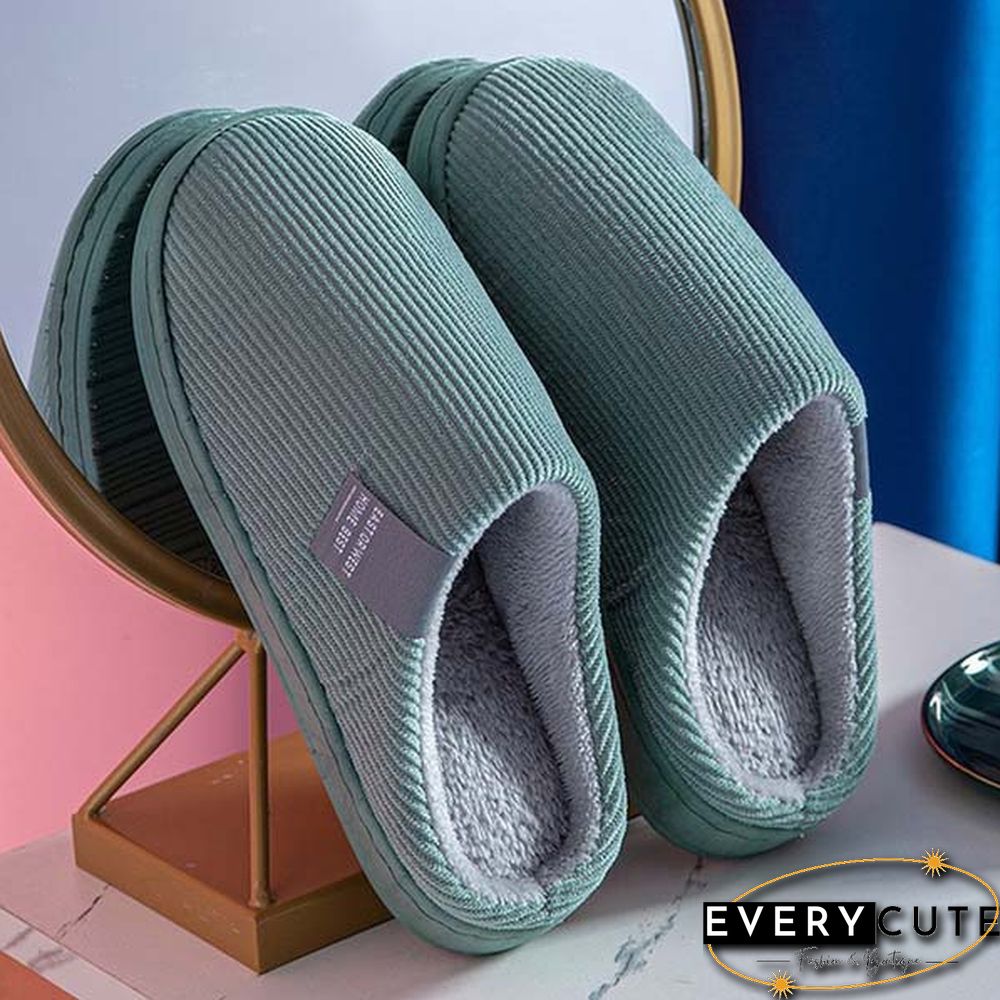 Winter Warm Cotton Slippers Women Men Home Shoes Simple Non-Slip Indoor Slides Corduroy Couple Slipper Female Shoes