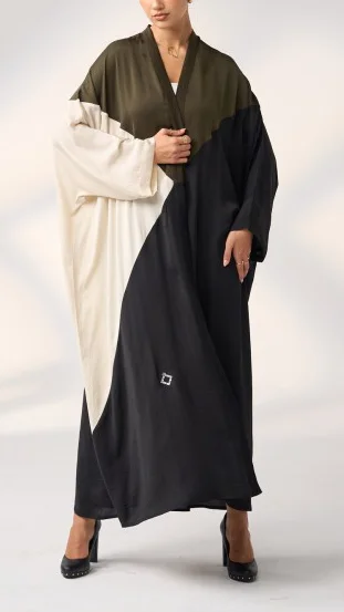 Cotton And Linen Stitching Cardigan Abaya-inspireuse