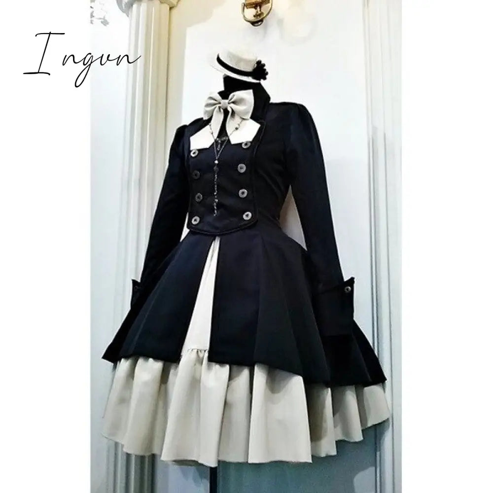 Ingvn - Trends High Quality Medieval Renaissance Sweet Lolita Dress Vintage Falbala Bowknot Waist