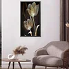 >SALE<Full Round Drill Diamond Painting 5D Black Gold Flowers Poster Kit (B4134)