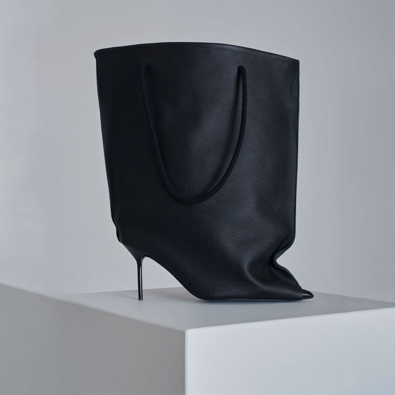 100mm Pointed Toe High Heel Boots Fashion Trouser Boots Hand-Held Boots-MERUMOTE