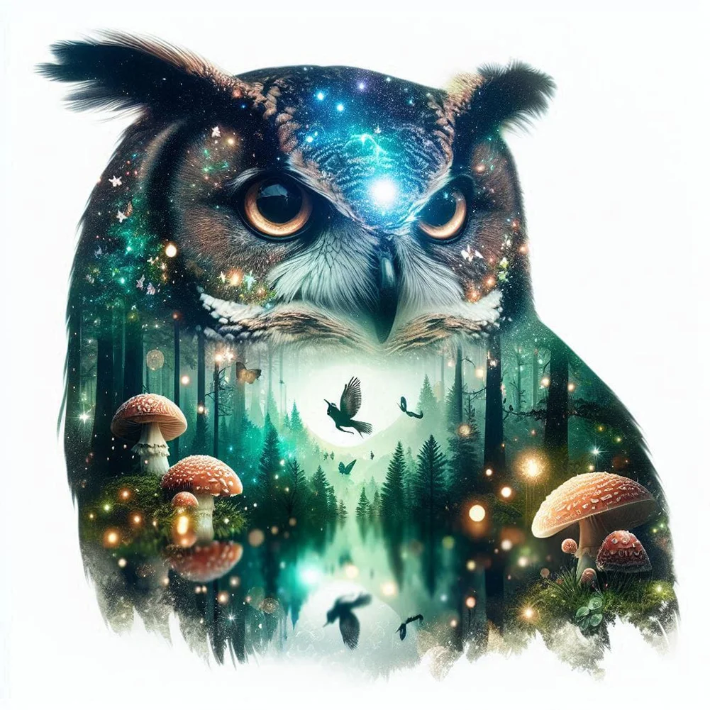 Diamond Painting - Full Square Drill - Owl Silhouettes(Canvas|45*45cm)