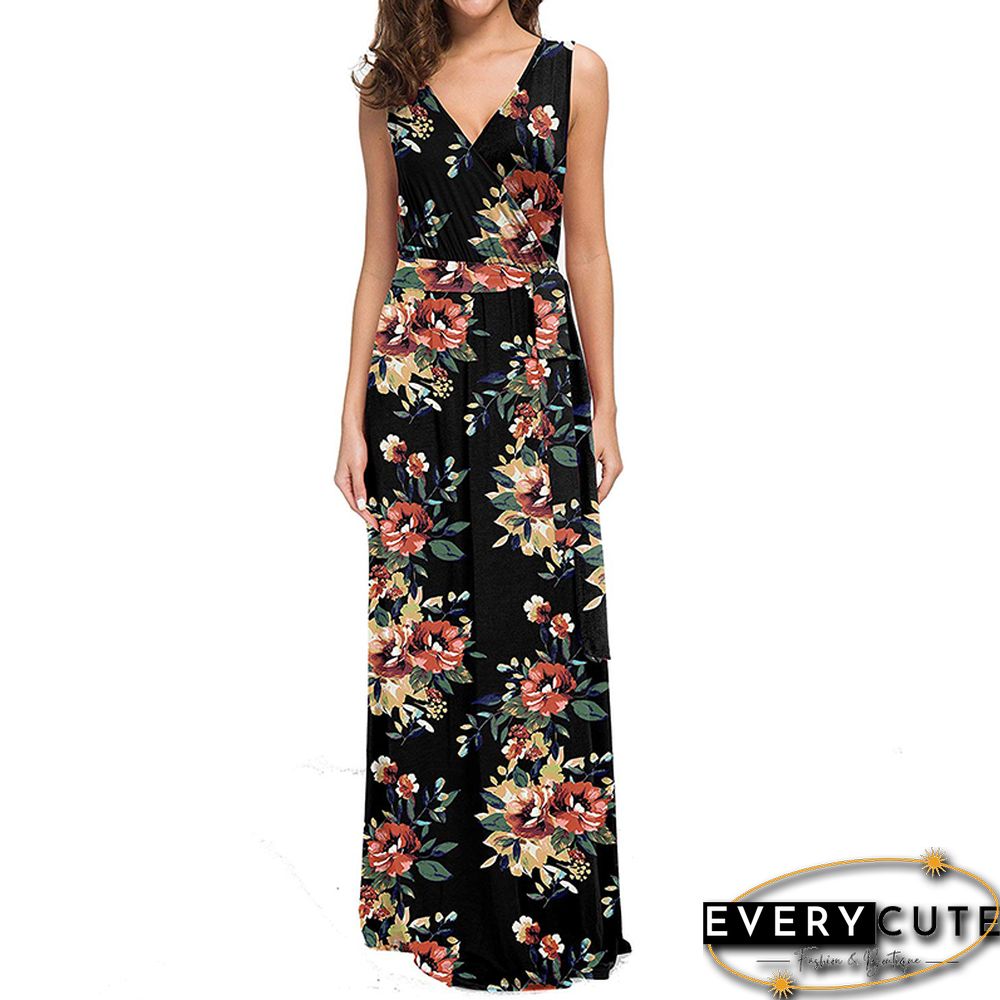 Multicolor Floral Print Summer Maxi Dress