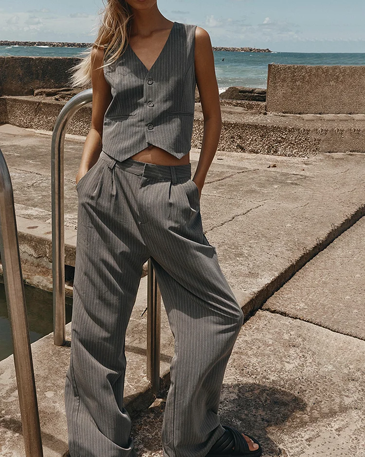 Retro temperament jacket vest and trousers suit