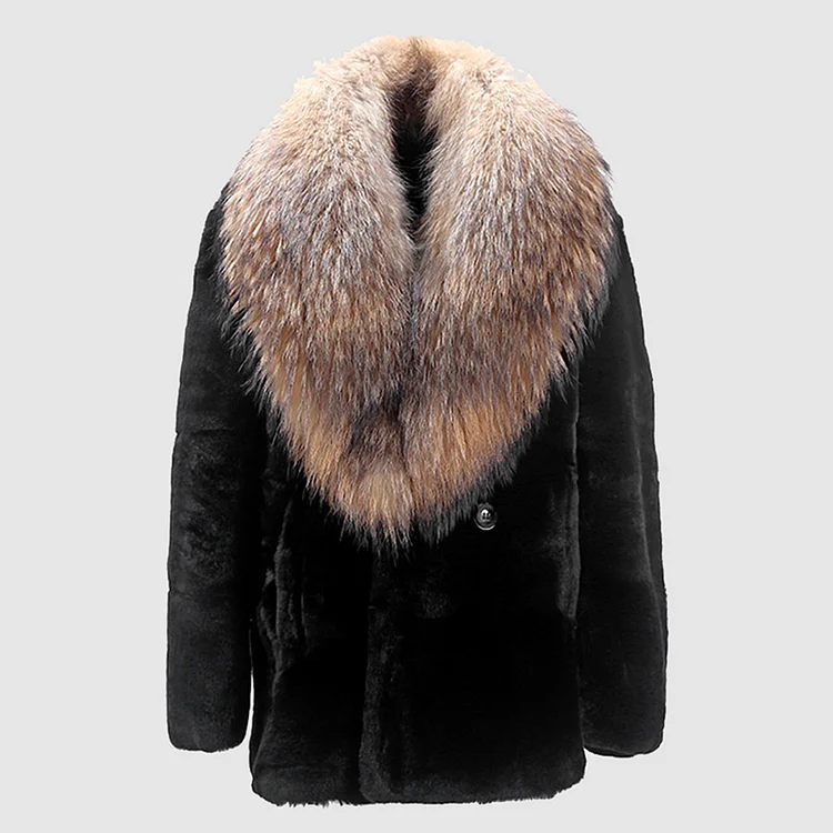 Casual Fur Lapel Collar Single-Breasted Long Sleeve Fuzzy Coat