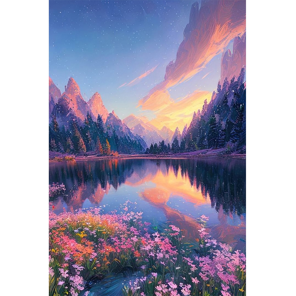 Colorful Mountain Scenery 40*60cm(canvas) full round drill diamond painting