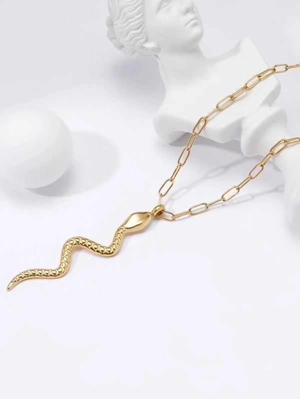 304 Stainless Steel 14K Gold Plated Minimalist Plating Snake
