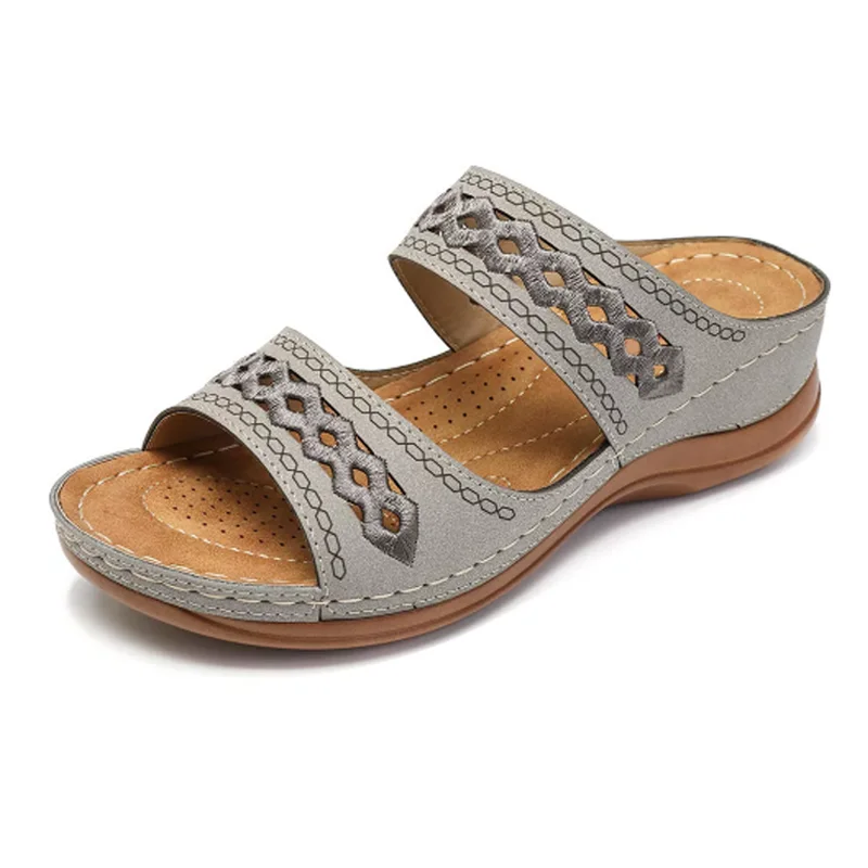 Zig Zag Stitch Wedge Sandal